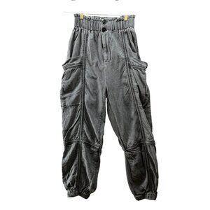 Urban Outfitters Baggy Jogger Pants Womens XS Gray Cargo High Rise Linen Blend
